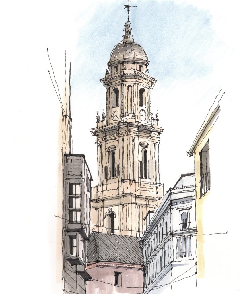 Painting In Spain Malaga cathedral